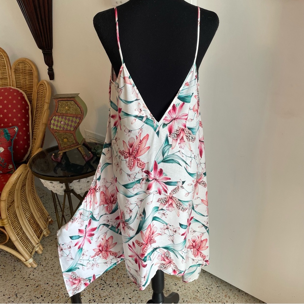 LA BLANCA Floral Flyaway Orchid Sundress! New! Pink and Green Woven Print. Med - Picture 6 of 12